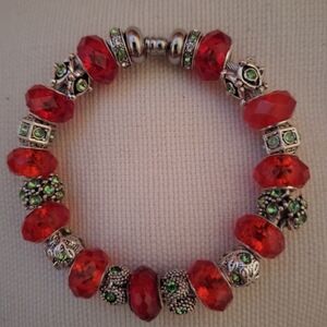 Elegant Red and Silver Beaded Bracelet